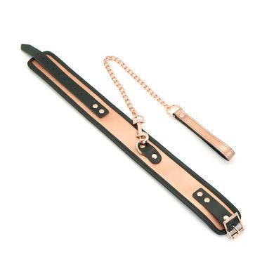Широкий нашийник з повідцем Liebe Seele Rose Gold Memory Collar with Leash, натуральна шкіра
