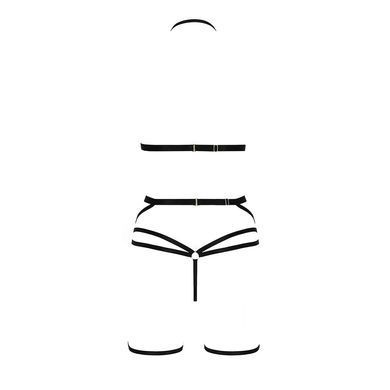 Комплект білизни MORGAN SET OpenBra black L/XL - Passion Exclusive: стрепи: трусики, ліф, пояс