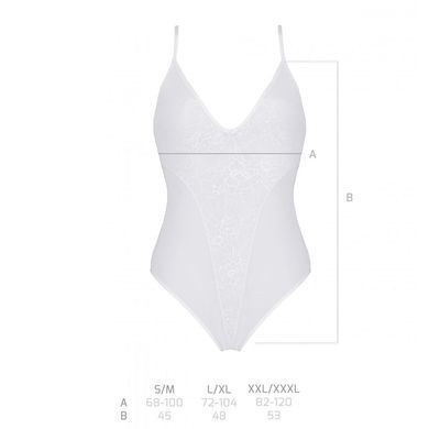 Боді з ажурним декором та відкритим кроком Ursula Body white L/XL &mdash; Passion, Білий