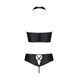 Комплект з еко-шкіри Nancy Bikini black XXL/XXXL - Passion, бра та трусики з імітацією шнурівки, Черный
