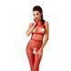 Бодістокінг Passion BS048 red, комбінезон, імітація колгот та відкритого топа, Червоний