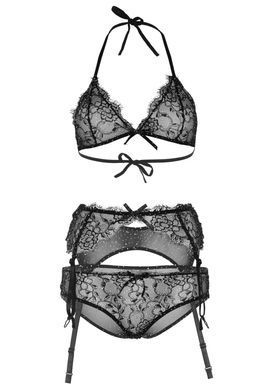 Leg Avenue Bra top, panty & garterbelt M Black