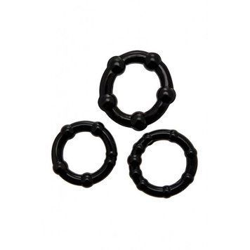 Набор эрекционных колец Wooomy Babooom cockring set, 3 размера, отлично тянутся, Черный