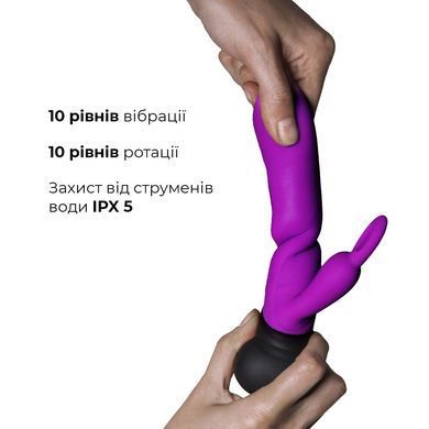 Вібратор з обертанням стовбура Adrien Lastic Mini Bonnie з петелькою для пальчика, Фиолетовый