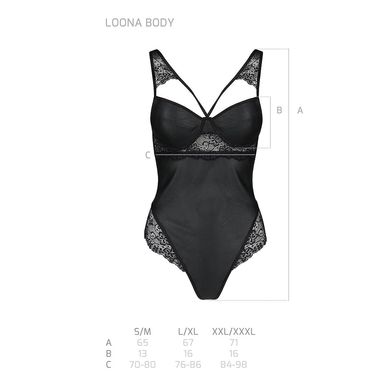 Боди из эко-кожи и кружева Loona Body black S/M - Passion, Черный