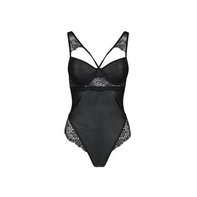 Боді з еко-шкіри та мережива Loona Body black S/M - Passion, Черный