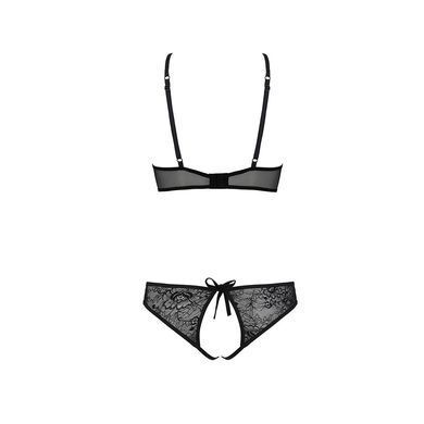Комплект: бра, трусики с ажурным декором и открытым шагом Ursula Set black XXL/XXXL &mdash; Passion, Черный