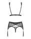 Комплект мереживний з поясом для панчох Obsessive Firella garter belt set Чорний S/M