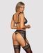 Комплект мереживний з поясом для панчох Obsessive Firella garter belt set Чорний S/M