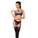 Комплект белья GISELE SET black L/XL - Passion Exclusive: лиф, трусики с пажами, Черный