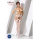 Эротические колготки-бодистокинг Passion S013 white, имитация высоких ажурных чулок и пояса, Белый