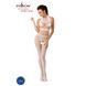 Бодістокінг Passion BS048 white, комбінезон, імітація колгот та відкритого топа, Білий