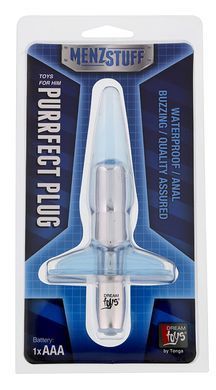 Плаг с вибрацией MENZSTUFF PURRFECT PLUG, CLEAR BLUE