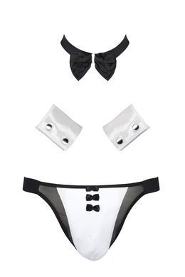 Комплект эротического мужского белья Passion Alfred XXL/XXXL, черный, трусы, воротник, манжеты