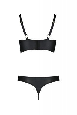 Комплект из экокожи Passion Malwia Bikini 6XL/7XL black, с люверсами и ремешками, бра, трусики