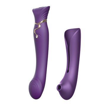 Смартвибратор 3в1 Zalo &mdash; Queen Twilight Purple, пульсирующая жемчужина и вакуум, кристалл Swarovski