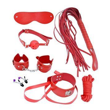 Набор MAI BDSM STARTER KIT N&ordm; 75 Red: плеть, кляп, наручники, маска, ошейник, веревка, зажимы