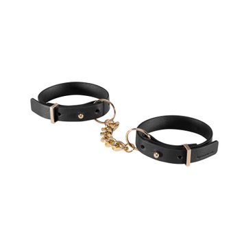 Наручники з екошкіри Bijoux Indiscrets Maze – Thin Handcuffs Black, Черный/золотистый