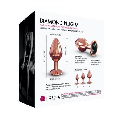 Металлическая анальная пробка с украшением в виде кристалла Dorcel - Diamond Plug Rose Gold M, Медный