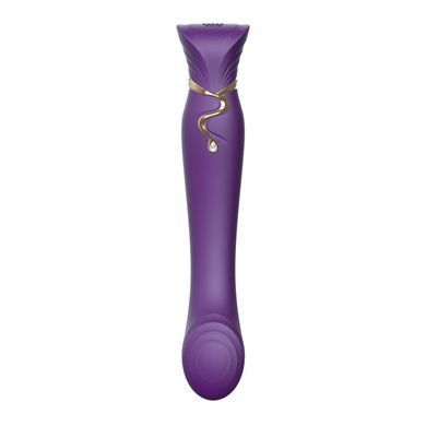 Смартвибратор 3в1 Zalo &mdash; Queen Twilight Purple, пульсирующая жемчужина и вакуум, кристалл Swarovski