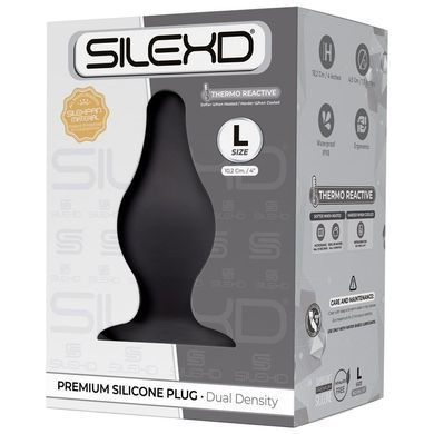 Анальная пробка SilexD (Model 2 size L) двухслойная, силикон+Silexpan, диаметр 4,5см, Черный