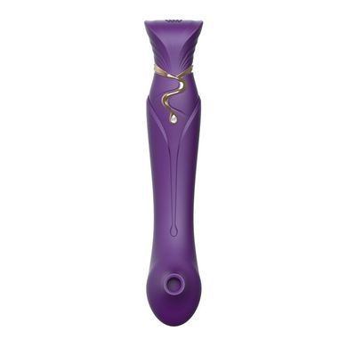 Смартвибратор 3в1 Zalo &mdash; Queen Twilight Purple, пульсирующая жемчужина и вакуум, кристалл Swarovski