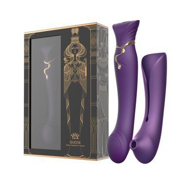 Смартвибратор 3в1 Zalo &mdash; Queen Twilight Purple, пульсирующая жемчужина и вакуум, кристалл Swarovski
