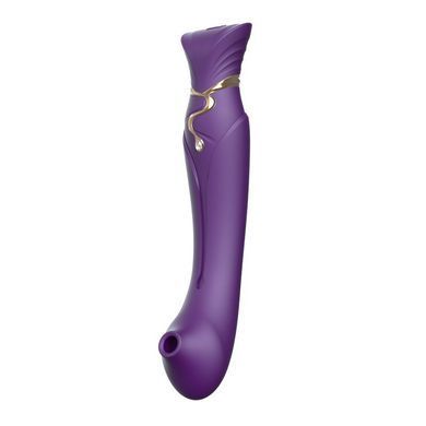Смартвибратор 3в1 Zalo &mdash; Queen Twilight Purple, пульсирующая жемчужина и вакуум, кристалл Swarovski