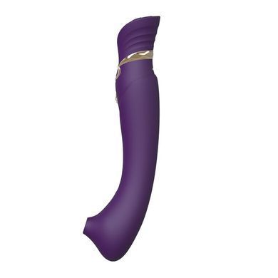 Смартвибратор 3в1 Zalo &mdash; Queen Twilight Purple, пульсирующая жемчужина и вакуум, кристалл Swarovski