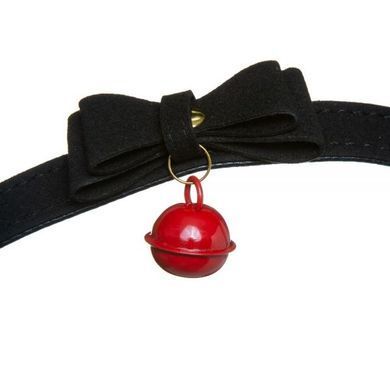 Нашийник з бантиком та дзвіночком замшевий DS Fetish Bow and Bell, чорний