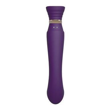 Смартвибратор 3в1 Zalo &mdash; Queen Twilight Purple, пульсирующая жемчужина и вакуум, кристалл Swarovski