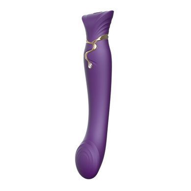 Смартвибратор 3в1 Zalo &mdash; Queen Twilight Purple, пульсирующая жемчужина и вакуум, кристалл Swarovski