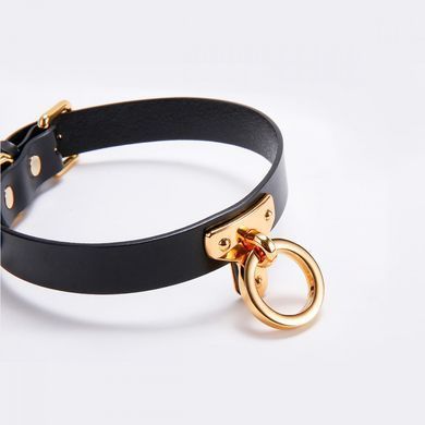 Нашийник-чокер з кільцем, італійська шкіра Leather Cosplay Choker UPKO, розмір L