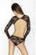 Боди монокини с длинным рукавом и закрытым плечом YOLANDA BODY black S/M - Passion, Черный