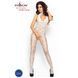 Бодістокінг Passion BS009 white, комбінезон, квітковий узор, декольте, закрите горло, Білий