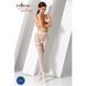 Еротичні колготки-бодістокінг Passion S015 white, імітація панчох у сіточку та трусиків з доступом, Білий