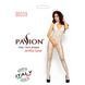 Бодістокінг Passion BS009 white, комбінезон, квітковий узор, декольте, закрите горло, Білий