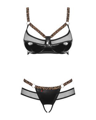 Комплект еротичний під шкіру Obsessive Electricia Set Black S / M