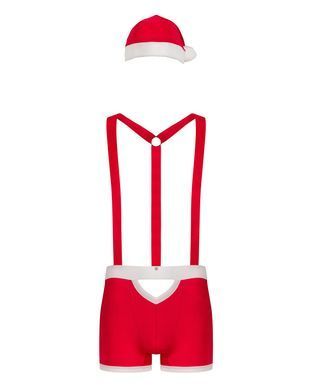 Мужской эротический костюм Санта-Клауса Obsessive Mr Claus L/XL, боксеры на подтяжках, шапочка с пом