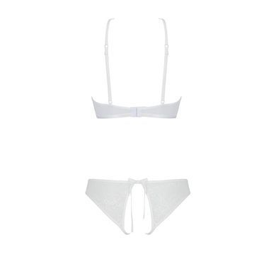 Комплект: бра, трусики з ажурним декором та відкритим кроком Ursula Set white L/XL &mdash; Passion, Білий