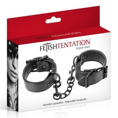Наручники Fetish Tentation Adjustable Handcuffs, регульовані, знімний ланцюжок з карабінами, Черный