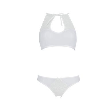 Комплект: бра, трусики з ажурним декором та відкритим кроком Ursula Set white L/XL &mdash; Passion, Білий