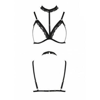 Бюстгальтер-стрепы с чокером SHELLY BRA black L/XL - Passion Exclusive