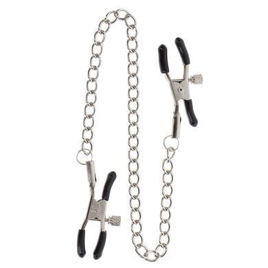 Затискачі на соски TABOOM Nipple Play Adjustable Clamps With Chain зі сріблястим ланцюжком