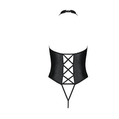Боді з еко-шкіри з імітацією шнурівки та відкритим доступом Nancy Body black XXL/XXXL - Passion, Черный