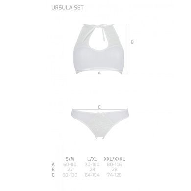 Комплект: бра, трусики з ажурним декором та відкритим кроком Ursula Set white L/XL &mdash; Passion, Білий