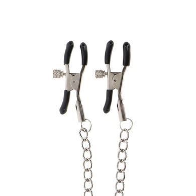 Затискачі на соски TABOOM Nipple Play Adjustable Clamps With Chain зі сріблястим ланцюжком