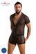 Комплект сітчастої чоловічої білизни Passion Set Michael XXL/XXXL, чорний, сорочка, боксери, заклепк