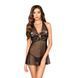 Прозрачная сорочка приталенная TARANEE CHEMISE black L/XL - Passion, трусики, Черный