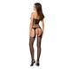 Бодістокінг Passion BS049 black, комбінезон, імітація топа, панчох і пояса, Черный